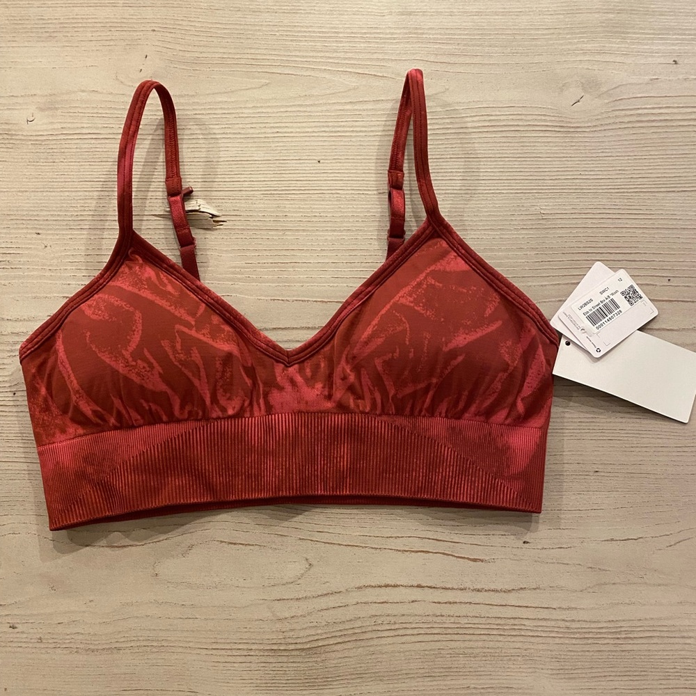 Lululemon Ebb to Street A/B bra size 12 NWT brick red tie dye